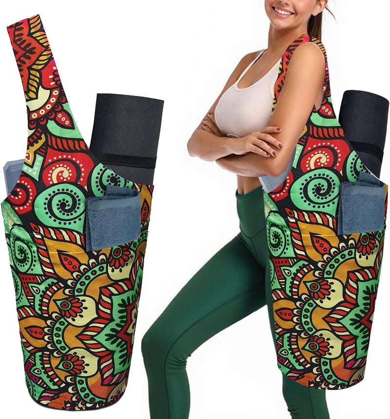 saniwu Yoga Mat Bag Carrier for Women with Side Large Pocket Durable Linen Workout Gym Travel Storage Pilates Mats - Image 1